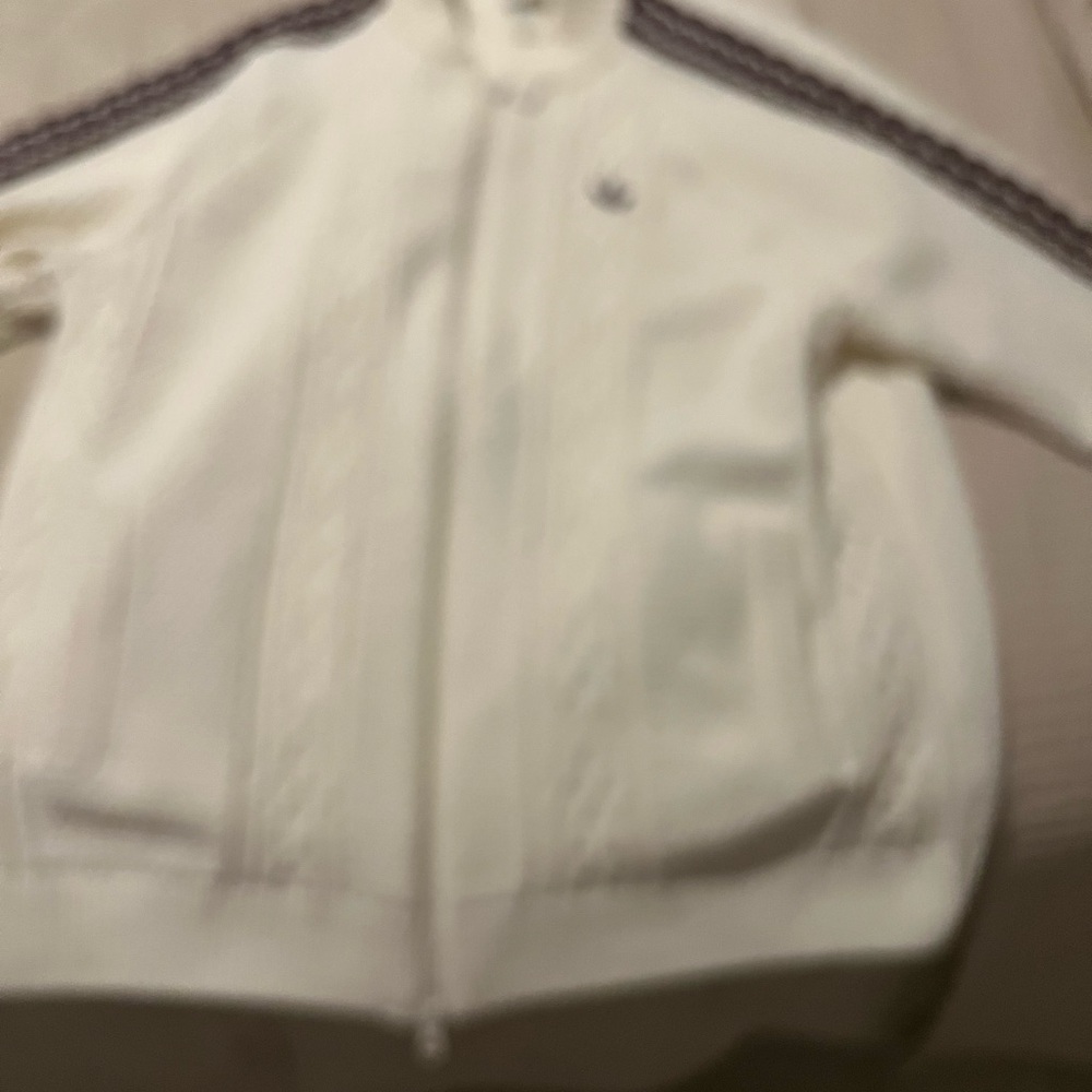 NWOT Adidas Women's Cream Cardigan with Burgundy Accents - Picture 8 of 15